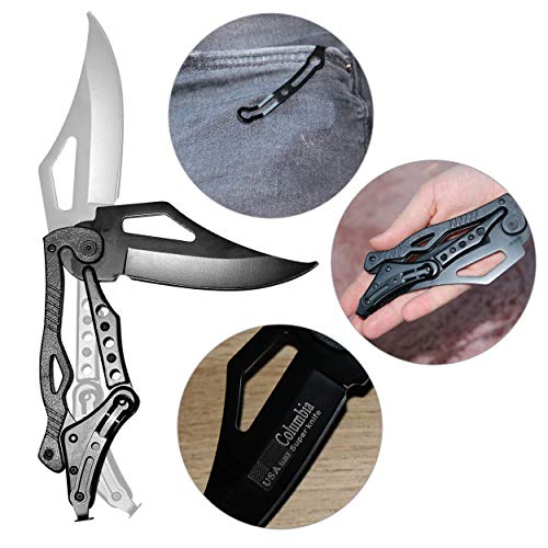 Columbia Tactical Klappmesser mit Spezial Mechanismus und Holster - Edelstahl Military Camouflage Jagdmesser Messer Schwarz - Taschenmesser Zweihandmesser Angel Messer Outdoor Camping Ausrüstung Columbia Tactical Klappmesser mit Spezial Mechanismus und Holster - Edelstahl Military Camouflage Jagdmesser Messer Schwarz - Taschenmesser Zweihandmesser Angel Messer Outdoor Camping Ausrüstung von Columbia