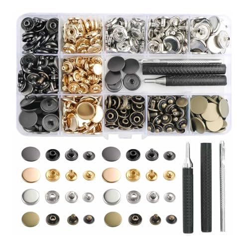 ComPDCVD 100Sets Druckknopf Set 15mm 4 Farben Bronze Kleidung Snaps Taste Kupfer Druckknöpfe Metall Kleidung Druckknopf mit Fixierwerkzeug Kit für Leder Handwerk Jacke Brieftasche Handtasche Nähen ComPDCVD 100Sets Druckknopf Set 15mm 4 Farben Bronze Kleidung Snaps Taste Kupfer Druckknöpfe Metall Kleidung Druckknopf mit Fixierwerkzeug Kit für Leder Handwerk Jacke Brieftasche Handtasche Nähen von ComPDCVD