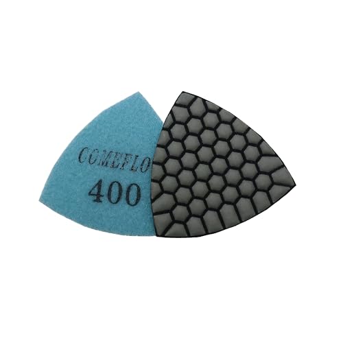 Diamant-Dreieck-Polierpad, 80 mm, Harzbindung, Klett-Trägerunterlage für Granit, Beton, Marmorstein, Körnung 400, 7 Stück Diamant-Dreieck-Polierpad, 80 mm, Harzbindung, Klett-Trägerunterlage für Granit, Beton, Marmorstein, Körnung 400, 7 Stück von ComeFloor