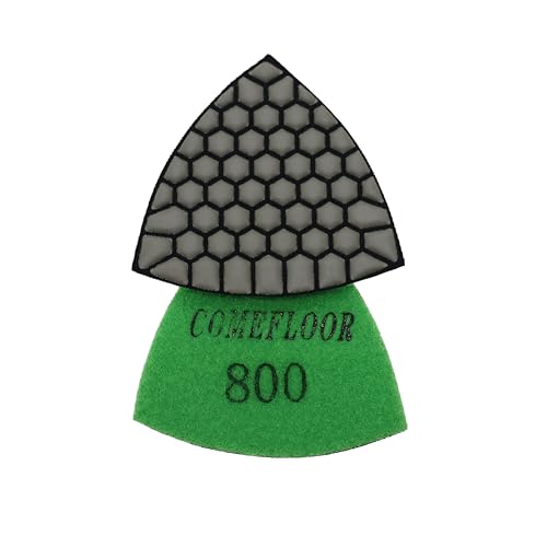 Diamant-Dreieck-Polierpad, 80 mm, Harzbindung, Klett-Trägerunterlage für Granit, Beton, Marmorstein, Körnung 800, 7 Stück Diamant-Dreieck-Polierpad, 80 mm, Harzbindung, Klett-Trägerunterlage für Granit, Beton, Marmorstein, Körnung 800, 7 Stück von ComeFloor