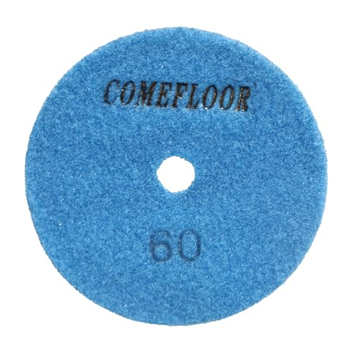 Diamant-Polierpads, 10,2 cm, galvanisiertes Schleifpapier, Klett-Rückseite für Glas, Beton, Marmor, Stein, Granit, Schleifen, Polieren, Körnung 60#, 4 Stück von ComeFloor