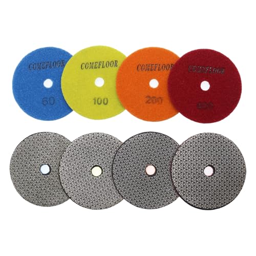 Diamant-Polierpads, 10,2 cm, galvanisiertes Schleifpapier, Schleifpapier, Klett-Rückseite, für Glas, Beton, Marmor, Stein, Granit, Schleifen, Polieren, 4-teiliges Set, Körnung 60#, 100#, 200#, 400# Diamant-Polierpads, 10,2 cm, galvanisiertes Schleifpapier, Schleifpapier, Klett-Rückseite, für Glas, Beton, Marmor, Stein, Granit, Schleifen, Polieren, 4-teiliges Set, Körnung 60#, 100#, 200#, 400# von ComeFloor