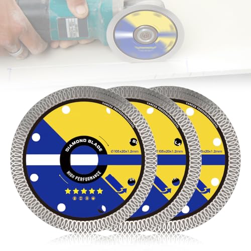 Diamant Trennscheiben 105 mm, Extra Dünne Diamantscheibe, Trennscheibe Feinsteinzeug Diamantscheibe für Fliesen, Keramik, Marmor, für Winkelschleifer und Flex (3pcs) von ComedyKing