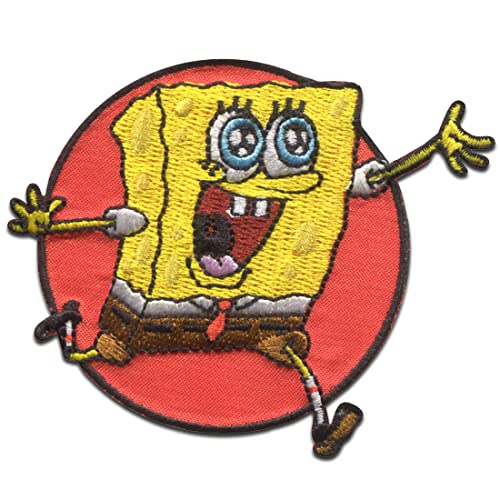 Comercial Mercera SpongeBob Schwammkopf © rot gestickt - Aufnäher, Bügelbild, Aufbügler, Applikationen, Patches, Flicken, zum aufbügeln, Größe: 6,4 x 7,6 cm von Comercial Mercera