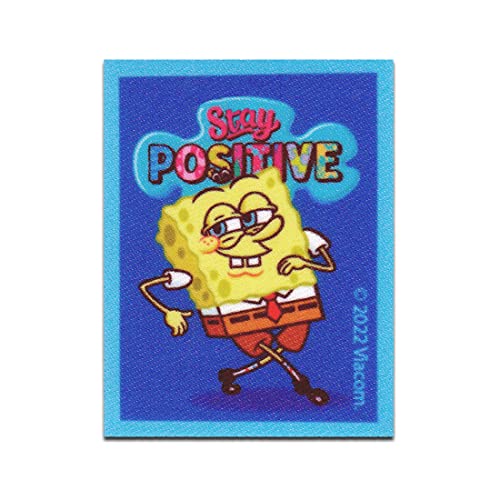 Comercial Mercera SpongeBob Schwammkopf © Stay positive gedruckt - Aufnäher, Bügelbild, Aufbügler, Applikationen, Patches, Flicken, zum aufbügeln, Größe: 5,2 x 6,7 cm von Comercial Mercera