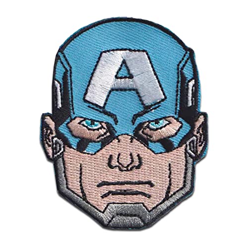 Marvel © Avengers Captain America Kopf - Aufnäher, Bügelbild, Aufbügler, Applikationen, Patches, Flicken, zum aufbügeln, Größe: 7 x 5,3 cm von Comercial Mercera