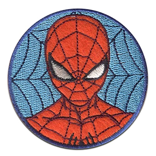 Marvel © Spiderman Comic Head Spider Web - Iron on Patches Aufkleber Applikationen, Größe: 5,8 x 5,8 cm von Comercial Mercera