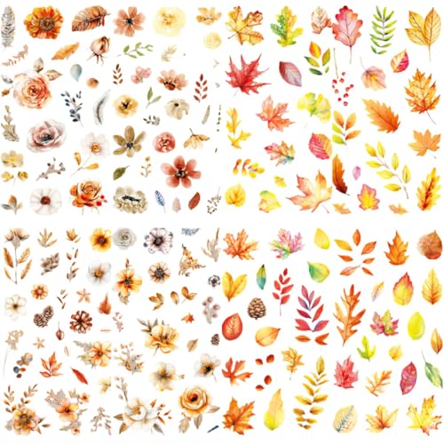 12 Transparente Blumenaufkleber,Selbstklebende Wasserfeste Scrapbook Aufkleber Sets,DIY Aufkleber Sets mit Natürlichen Blumenpflanzen für Tagebuchzubehör Kartenherstellung Wasserflasche Laptop Kunst von Comforso