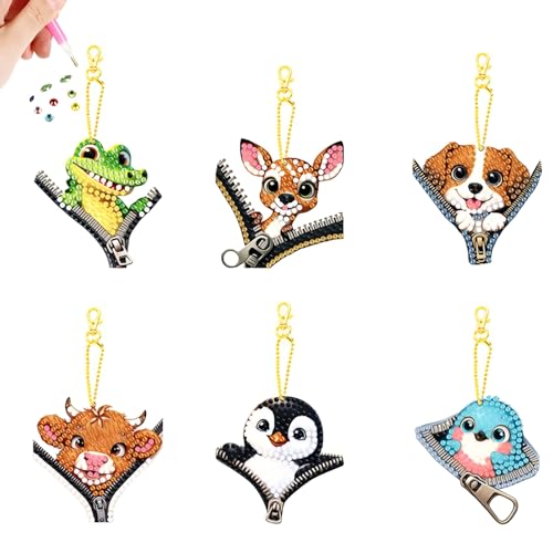 6 Stück Diamond Painting Schlüsselanhänger, Diamant Malerei Schlüsselanhänger Tier-Anhänger, Doppelseitiges DIY 5D Diamond Painting Kinder Mosaik, Mädchen Geschenke (Cartoon-Tier, Verschie Tiere) 6 Stück Diamond Painting Schlüsselanhänger, Diamant Malerei Schlüsselanhänger Tier-Anhänger, Doppelseitiges DIY 5D Diamond Painting Kinder Mosaik, Mädchen Geschenke (Cartoon-Tier, Verschie Tiere) von Comforso
