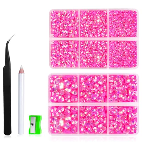 6500 Stück Flatback Strasssteine, Nail Gems Rund, Kristall Strasssteine für Kunsthandwerk, Harz Strasssteine Bling Crystal Diamanten, 6 Größen mit Picking Pinzette Wachs Stift Kit, Jelly Base, Rose AB 6500 Stück Flatback Strasssteine, Nail Gems Rund, Kristall Strasssteine für Kunsthandwerk, Harz Strasssteine Bling Crystal Diamanten, 6 Größen mit Picking Pinzette Wachs Stift Kit, Jelly Base, Rose AB von Comforso