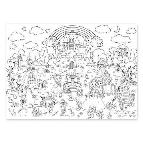 Malplakat 80 x 110cm Bunte Tischdecke Alles Gute zum Geburtstag Malposter Färben Tischdecke Geburtstagsfarben Tischdecken Tischdecke Zeichnung Papier Roll Table für Geburtstagsparty (Prinzessin) von Comforso