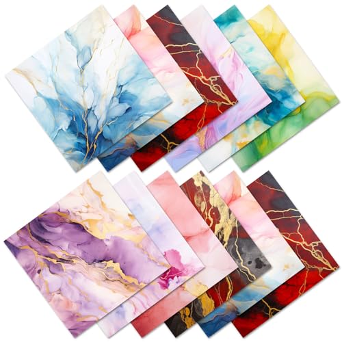 Scrapbook-Papier, Marmormuster, 15 x 15 cm, strukturiertes Scrapbook-Papier, gemustert, dekoratives Scrapbook-Papier, Dekoration für Geschenkpapier, Journaling, Karte, Notizbuch, Stil B, 24 Blatt Scrapbook-Papier, Marmormuster, 15 x 15 cm, strukturiertes Scrapbook-Papier, gemustert, dekoratives Scrapbook-Papier, Dekoration für Geschenkpapier, Journaling, Karte, Notizbuch, Stil B, 24 Blatt von Comforso