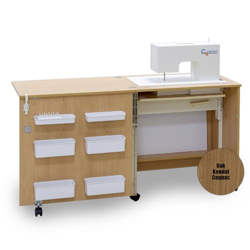 Comfort 1 | Nähmaschinenschrank | Nähmöbel | Nähtisch | (Oak Kendal Cognac, M (Air-Lifter to 10kg)) von Comfort Collection