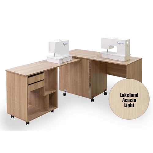 Comfort 8 | Nähmaschinenschrank | Nähmöbel | Nähtisch | Aufbewahrungsschrank | (Lakeland Acacia Light) von Comfort Collection