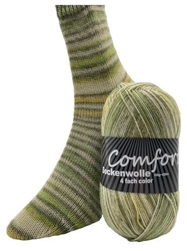 Comfort Wolle Sockenwolle 100gr Knaul 4-Fach 420m Premium Strumpfgarn Made in Italy mit großer bunter Farbauswahl (55-02) von Comfort Wolle