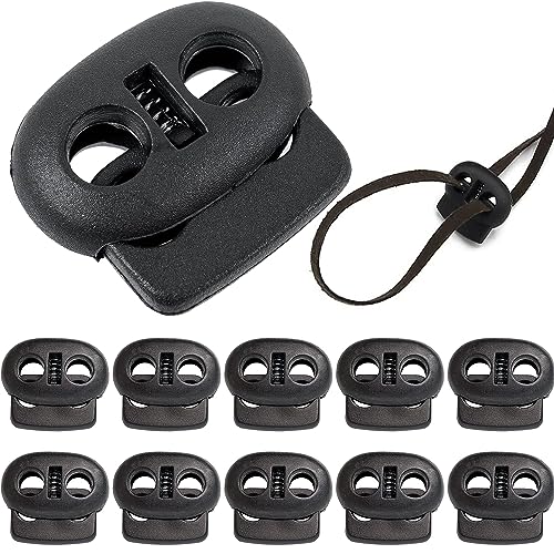 10 Stück 2-Loch Kordel Stopper, Kordelklemme 2 Loch aus Kunststoff, Schwarz Schnurstopper für bis Ø 4 mm Kordeln, für Seile Jacken Gummikordel Stopper 10 Stück 2-Loch Kordel Stopper, Kordelklemme 2 Loch aus Kunststoff, Schwarz Schnurstopper für bis Ø 4 mm Kordeln, für Seile Jacken Gummikordel Stopper von Comforty