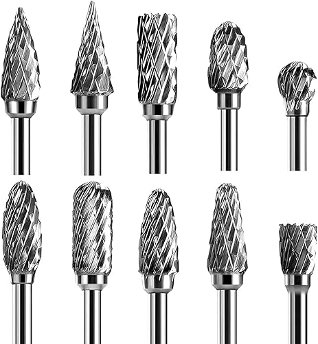 gewindeschneider set,10-teiliges gewindebohrer set Hartmetall-Frässtifte mit Doppelschnitt, Hartmetall Rotationsfräser-Set von Comforty