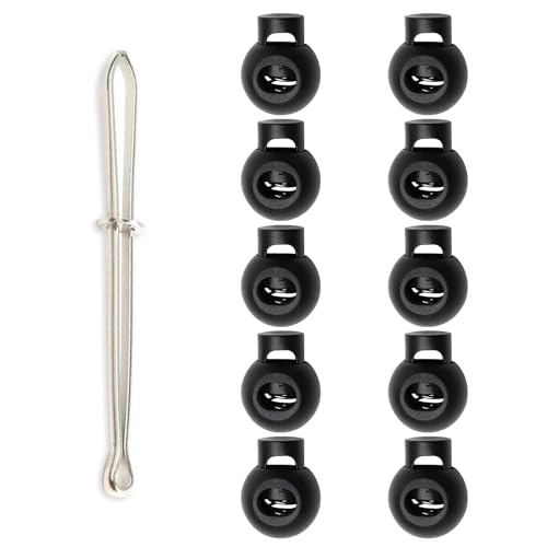10 Stück Kordelstopper 1 Loch Kordelenden Kordel für Jogginghosen – Schwarze Elastische Kordelstopfer mit 8 cm Zugbandführer, perfekt für Sportkleidung, Rucksäcke und Taschen von Comforty