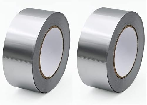 Comforty 2 Rollen Aluminiumfolienband 50 mm x 50 m Aluminium Klebeband Silber Selbstklebend Aluminiumklebeband Hitzebeständig Alu Tape Dichtband Alu Klebeband zum Versiegeln, Lsolierung & Reparieren von Comforty