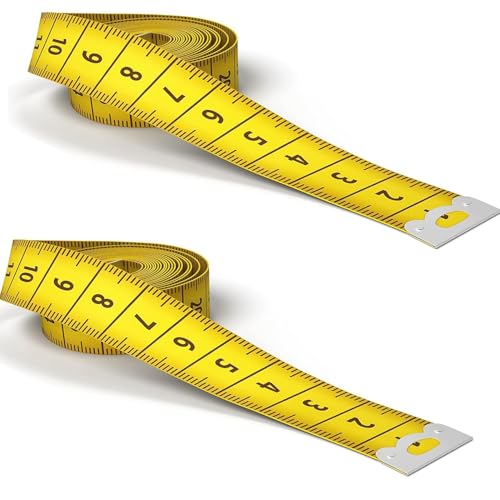 Comforty 2 Stück Maßbänder Nähen, Körpermaßband, Doppelseitiges Bandmaß 3m Gelb für Schneider Handwerker Haushalte von Comforty