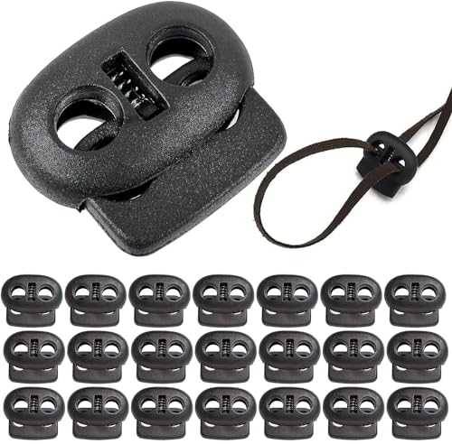20 Stück Kordelstopper 2 Loch, Kordelklemme 2 Loch aus Kunststoff Schwarz Schnurstopper für bis Ø 4 mm Kordeln, für Seile Jacken Gummikordel Stopper 20 Stück Kordelstopper 2 Loch, Kordelklemme 2 Loch aus Kunststoff Schwarz Schnurstopper für bis Ø 4 mm Kordeln, für Seile Jacken Gummikordel Stopper von Comforty