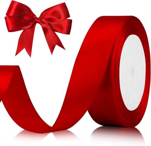 23 Meter Geschenkband Rot 25mm Satinband Bänder,Breit Schleifenband Dekoband Stoffband für Geschenkverpackung,Kunsthandwerk,Haarschleifen,Blumenstrauß,Dekoration 23 Meter Geschenkband Rot 25mm Satinband Bänder,Breit Schleifenband Dekoband Stoffband für Geschenkverpackung,Kunsthandwerk,Haarschleifen,Blumenstrauß,Dekoration von Comforty