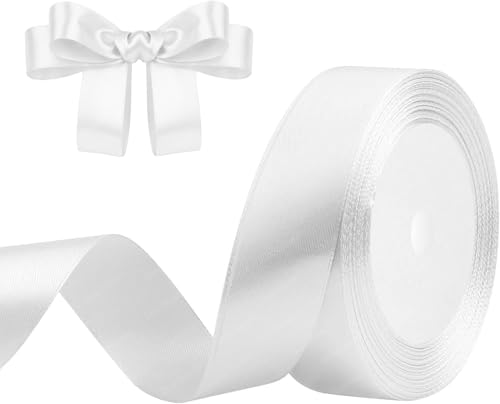 23 Meter Geschenkband Weiß 25mm Satinband Bänder,Breit Schleifenband Dekoband Stoffband für Geschenkverpackung,Kunsthandwerk,Haarschleifen,Blumenstrauß,Dekoration 23 Meter Geschenkband Weiß 25mm Satinband Bänder,Breit Schleifenband Dekoband Stoffband für Geschenkverpackung,Kunsthandwerk,Haarschleifen,Blumenstrauß,Dekoration von Comforty