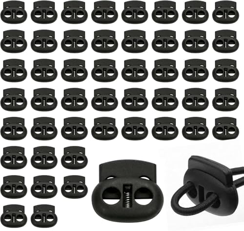50 Stück Kordelstopper 2 Loch, Kordelklemme 2 Loch aus Kunststoff Schwarz Schnurstopper für bis Ø 4 mm Kordeln, für Seile Jacken Gummikordel Stopper 50 Stück Kordelstopper 2 Loch, Kordelklemme 2 Loch aus Kunststoff Schwarz Schnurstopper für bis Ø 4 mm Kordeln, für Seile Jacken Gummikordel Stopper von Comforty