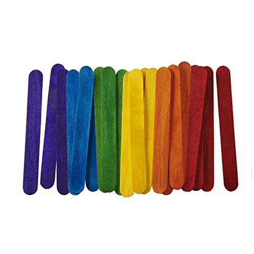 Comfy Package [100 Count] 6 Inch Colored Jumbo Popsicle Sticks for Crafts - ICES, Ice Cream, Waxing, Tongue Depressor Wood Craft Sticks von GUSTO