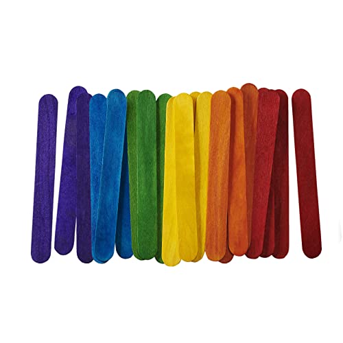 [100 Stück] 15,2 cm Jumbo Farbige Eis am Stiel zum Basteln Mehrzweck-Holzstäbchen von Comfy Package