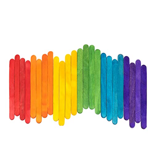 [200 Stück] 11,4 cm Farbige Eis am Stiel zum Basteln Mehrzweck-Holzstäbchen von Comfy Package