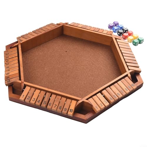 ComfyHarbor Shut the Box Spiel Holz Tisch-Würfelspiel für bis zu 16 Spieler Spaß für alle (Braun) von ComfyHarbor