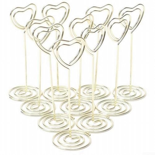 Kartenhalter in Herz-Design für Tische, 10 Stück Memo-Ständer für Hochzeiten, Partys und den täglichen Gebrauch (Gold) von ComfyHarbor