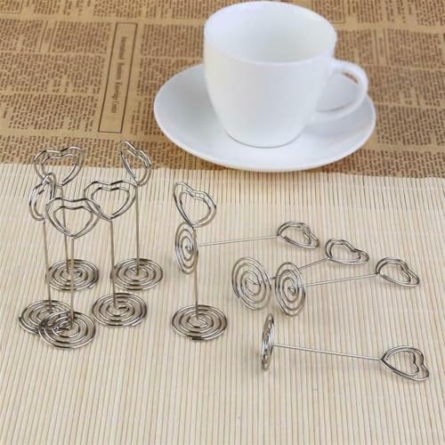Kartenhalter in Herz-Design für Tische, 10 Stück Memo-Ständer für Hochzeiten, Partys und den täglichen Gebrauch (Silber) von ComfyHarbor