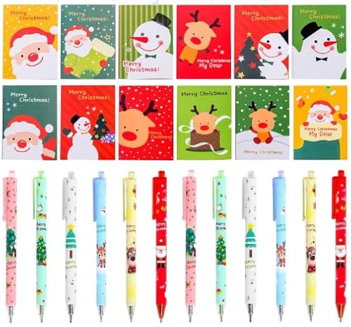 Comioke Gelstifte 0,5mm, Gelschreiber, 12 Stück Weihnachtsgel Tinte Stifte + 12 Stück Mini Weihnachten Notizblöcke, Weihnachtsstifte, Taschennotizbuch Comioke Gelstifte 0,5mm, Gelschreiber, 12 Stück Weihnachtsgel Tinte Stifte + 12 Stück Mini Weihnachten Notizblöcke, Weihnachtsstifte, Taschennotizbuch von Comioke