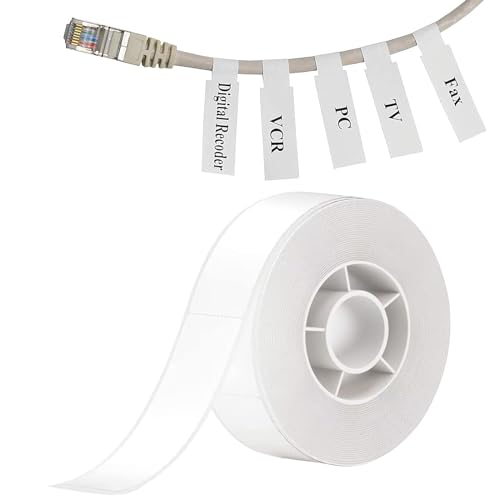 Kabel Label Maker Tape, Kabel Etiketten, Label Tape, Cable Labels, Kabel-Etiketten-Druckerpapier, Etikettendrucker-Band Kompatibel Für Niimbot D11/D110/D101/H1S, 1 Rolle Mit 65 (Weiß) von Comioke