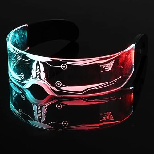 Comius Sharp Led Brille, Cyberpunk Party Leuchtbrille Leuchtende Visor Glasses, 7 Farben 4 Modi Neon PartyBrille, Led Brillen für Party Glasses, Musikfestival, Karneval, Halloween, Bar, DJ, Nachtleben von Comius Sharp