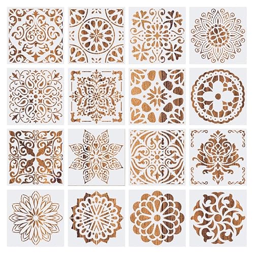 Malerei Zeichenschablonen,Comius Sharp 16 Stück Mandala Malschablonen, wiederverwendbare Schablonen,Vorlagen Set Painting Stencils,für DIY Dekor Scrapbooking Malen 15x15cm. von Comius Sharp