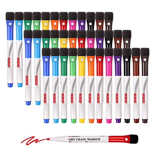Comix Whiteboard Marker Magnetisch mit Feiner Spitze, Whiteboard Stifte Abwischbar mit Schwamm, Geruchsarmer Dry Erase Marker 36 Großpackungen, 12 Farben, für Kinder und Lehrer Comix Whiteboard Marker Magnetisch mit Feiner Spitze, Whiteboard Stifte Abwischbar mit Schwamm, Geruchsarmer Dry Erase Marker 36 Großpackungen, 12 Farben, für Kinder und Lehrer von Comix
