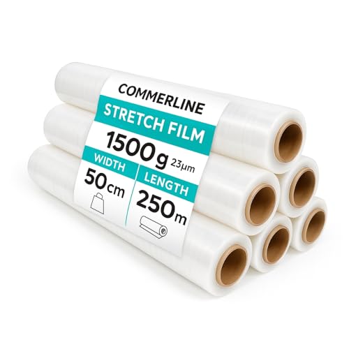 Commerline Stretchfolie-Wickelfolie Transparent 50cm 1500gr 6 Rolle-Umzugsfolie-Möbel Folie-Verpackungsfolie Commerline Stretchfolie-Wickelfolie Transparent 50cm 1500gr 6 Rolle-Umzugsfolie-Möbel Folie-Verpackungsfolie von Commerline