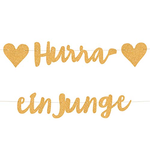 Compagno HURRA EIN Junge goldene Girlande zur Geburt Baby Shower Grautlation Girl Banner Glitzer Nachwuchs Deko Boy Compagno HURRA EIN Junge goldene Girlande zur Geburt Baby Shower Grautlation Girl Banner Glitzer Nachwuchs Deko Boy von Compagno