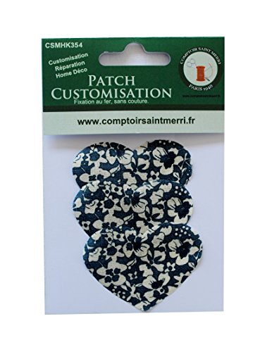 Comptoir Saint Merri Patch Nylon Form Herzen Baumwolle blau/weiß 14,5 x 9 x 1 cm von Comptoir Saint Merri