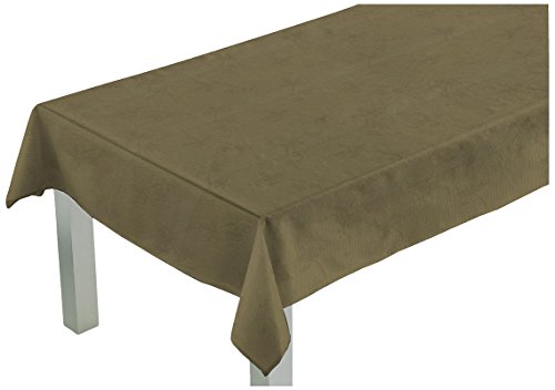 Comptoir du Linge Quadratische Tischdecke 140 x 140 cm, Stoff: 60% Polyester, 40% Baumwolle. Fleckenschutzbehandlung Teflon, Taupe, 140 x 140 x 0,5 cm von Comptoir du Linge