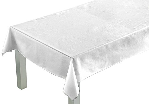 Comptoir du Linge Rechteckige Tischdecke 150 x 250 cm, Stoff: 60% Polyester, 40% Baumwolle. Fleckenschutzbehandlung Teflon, weiß von Comptoir du Linge