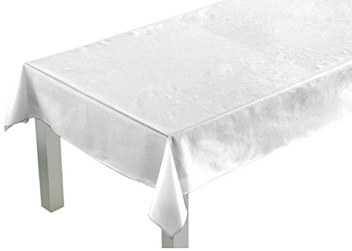 Comptoir du Linge Quadratische Tischdecke 180 x 180 cm, Stoff: 60% Polyester, 40% Baumwolle. Fleckenschutzbehandlung Teflon, weiß, 180 x 180 x 0,5cm von Comptoir du Linge