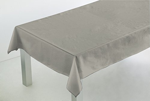 Comptoir du Linge Rechteckige Tischdecke 150 x 300 cm, 100% Polyester/Baumwolloptik. Gewicht: 210 g/m², perlgrau von Comptoir du Linge