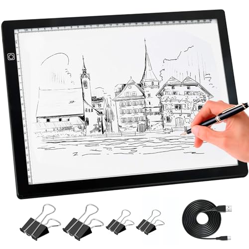 A4-Lichttafel, tragbar, magnetisch, Zeichentafel, Leuchtkasten für Zeichenblock, Skizzenblock, Lichttablett zum Nachzeichnen, Skizzieren A4-Lichttafel, tragbar, magnetisch, Zeichentafel, Leuchtkasten für Zeichenblock, Skizzenblock, Lichttablett zum Nachzeichnen, Skizzieren von Comzler