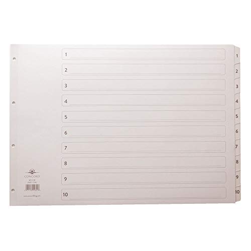 Concord 04601/CS46 Classic Index (Querformat, Mylar-verstärkt, 4 Löcher, DIN A3, 1-10) weiß von Concord