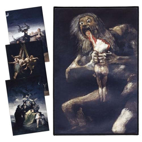 4er Goya Patch-Set | Saturn Devouring His Son Rückenaufnäher + 3 | Francisco de Goya Backpatch groß zum Aufbügeln für Jacke & Weste | Gothic Metal Rock Kutte Aufnäher Patch | von Concrete Schoolyard von Concrete Schoolyard