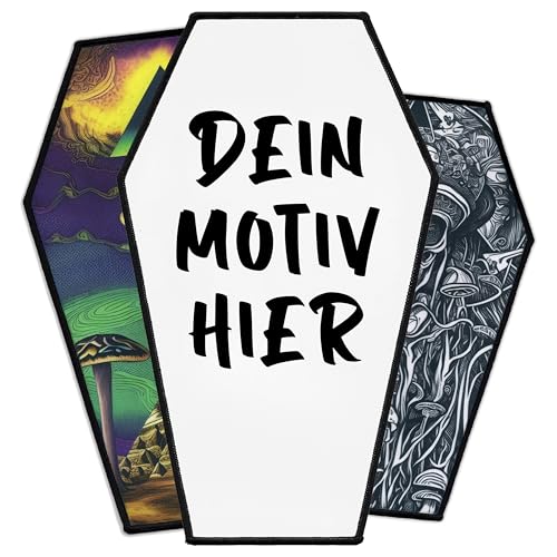 Groß Individuell Sarg Aufnäher bis zu 34cm | Personalisiert Rückenpatch mit Wunschmotiv, Bild, Logo | Selbst gestalten Rückenaufnäher für Kleidung & Jacke | Custom Iron On Back Patch (23cm x 14cm) von Concrete Schoolyard
